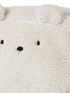 Toalettmappe for barn i teddyfleece polyester 25x10x18 cm detalj av bjørneansikt