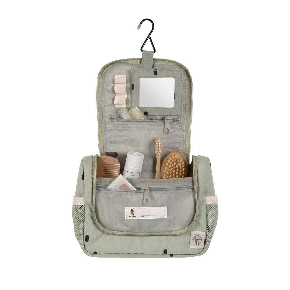 Toalettmappe mini Happy Prints light olive for barn - nærbilde av glidelås