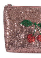 Detalj av glidelås på Toalettmappe Tutti med glitter Mellow Rose