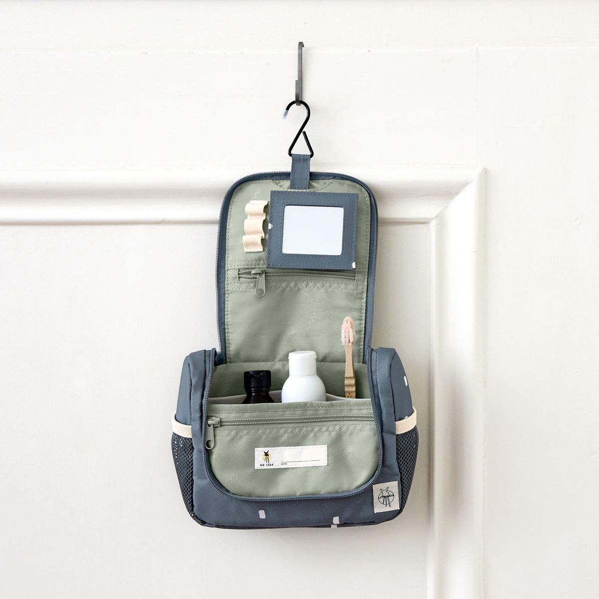 Toalettveske Mini Washbag Happy Prints Midnight Blue med integrert speil