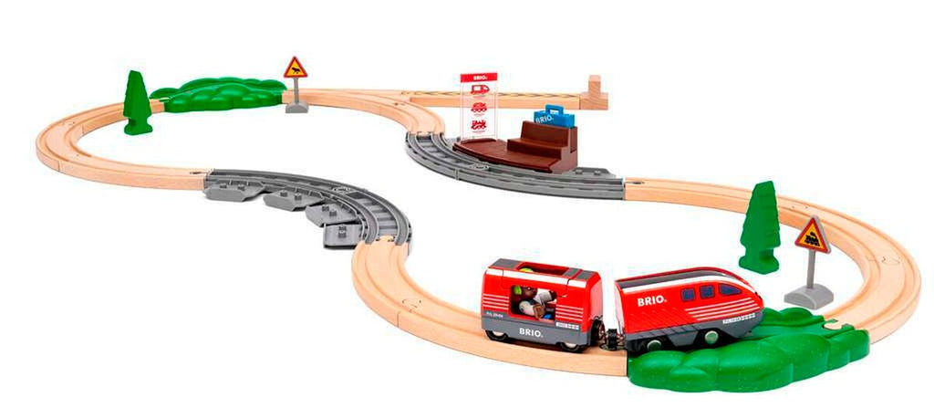 Togsett med trekkmotor i tre fra BRIO World forfra