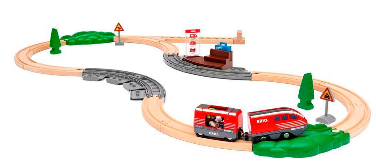Togsett med trekkmotor i tre fra BRIO World forfra