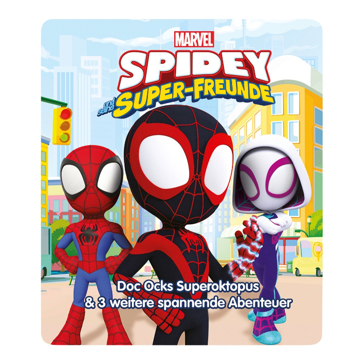 Tonie lydfigur Marvel Spidey og venner montert på Toniebox