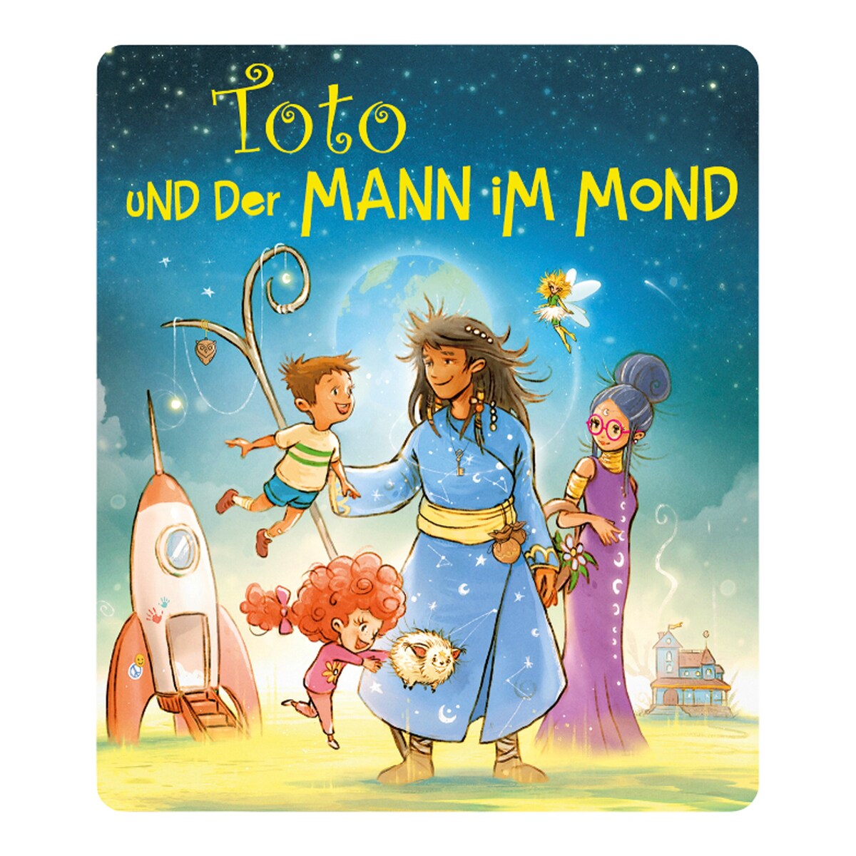 Tonie lyttefigur Toto og mannen i månen montert på Toniebox
