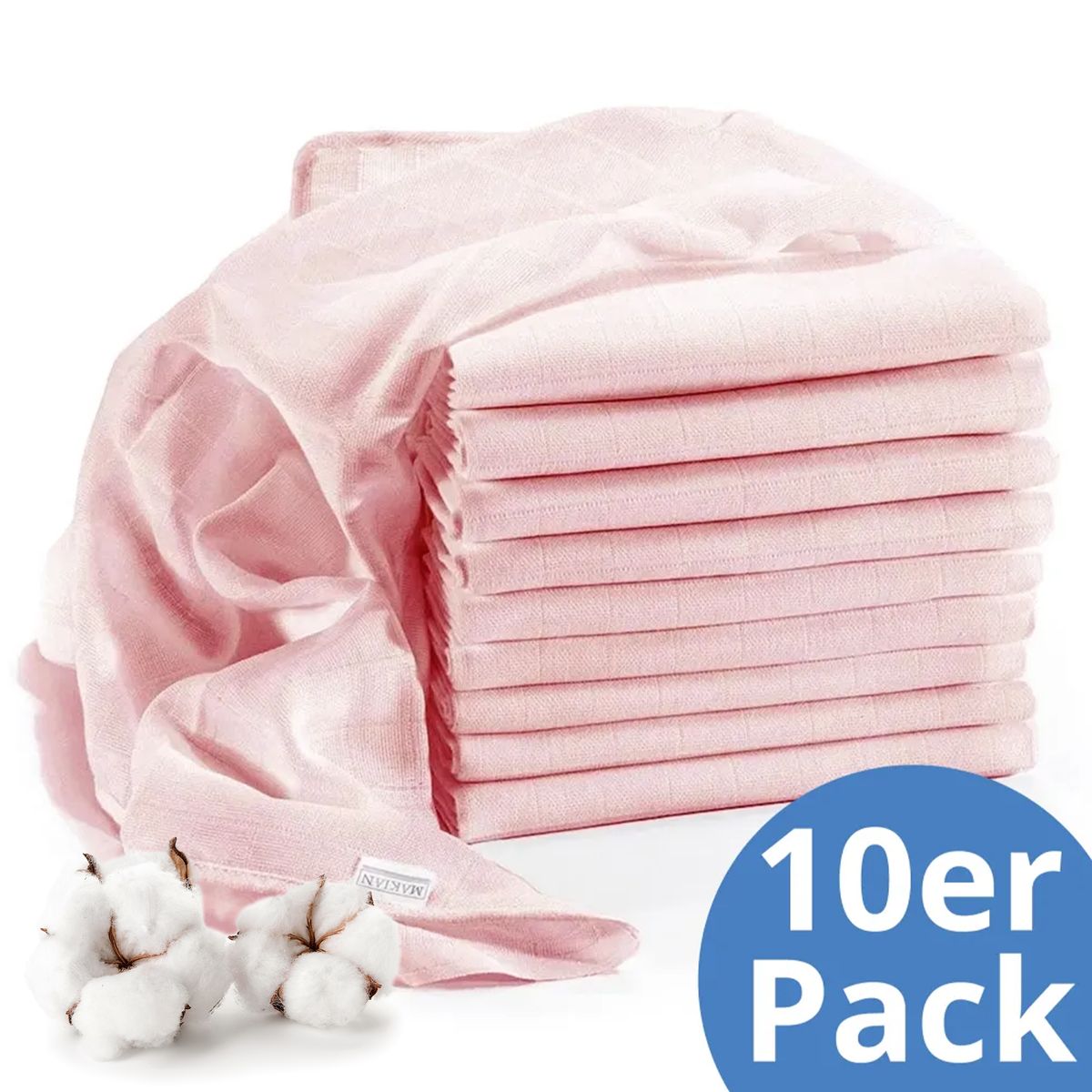 Tøybleier i bomull 10-pack 80 x 80 cm pudder - Makian forfra