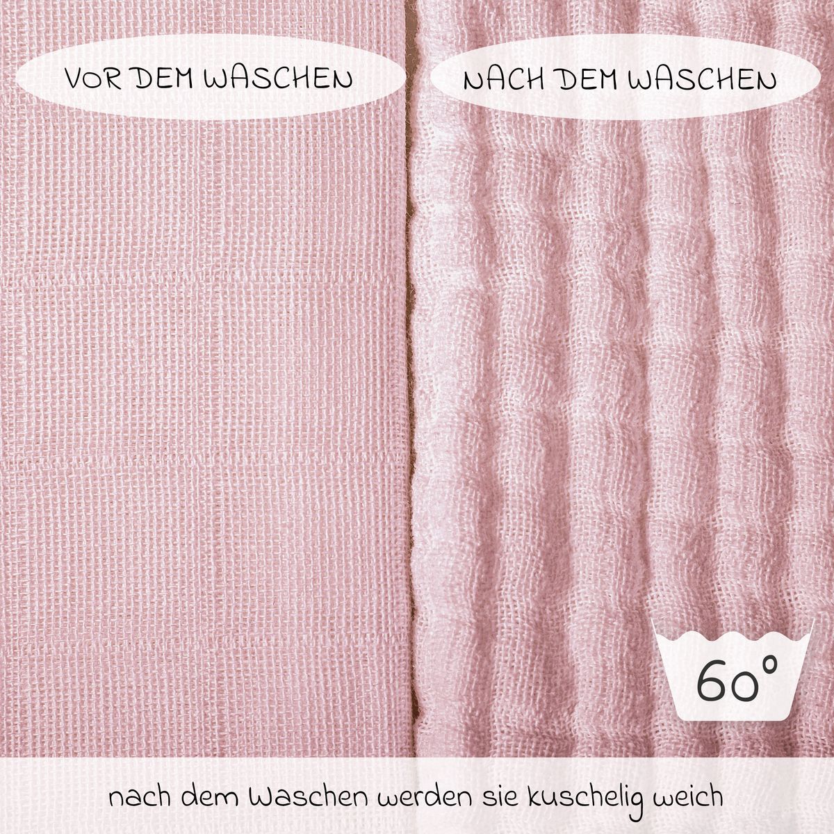 Tøybleier i bomull 10-pack 80 x 80 cm pudder - Makian nærbilde av tekstur