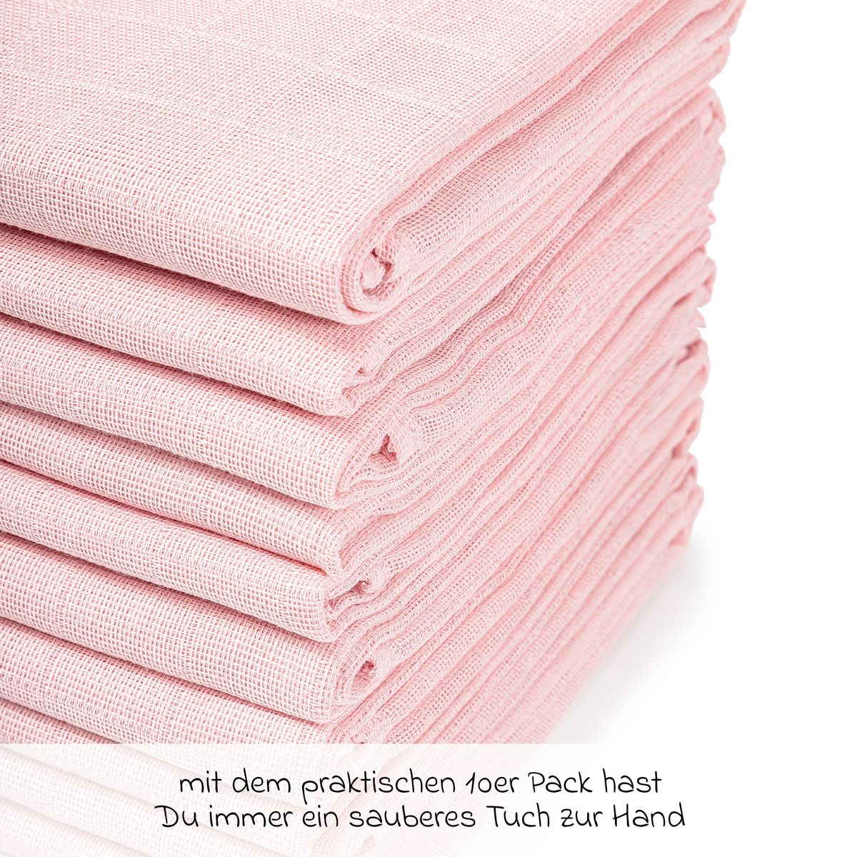 Tøybleier i bomull 10-pack 80 x 80 cm pudder - Makian stoffdetalj