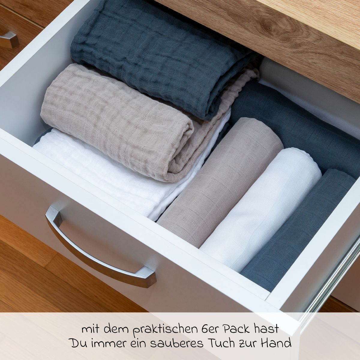 Tøybleier i bomull 6-pack 80 x 80 cm OEKO-TEX - Makian