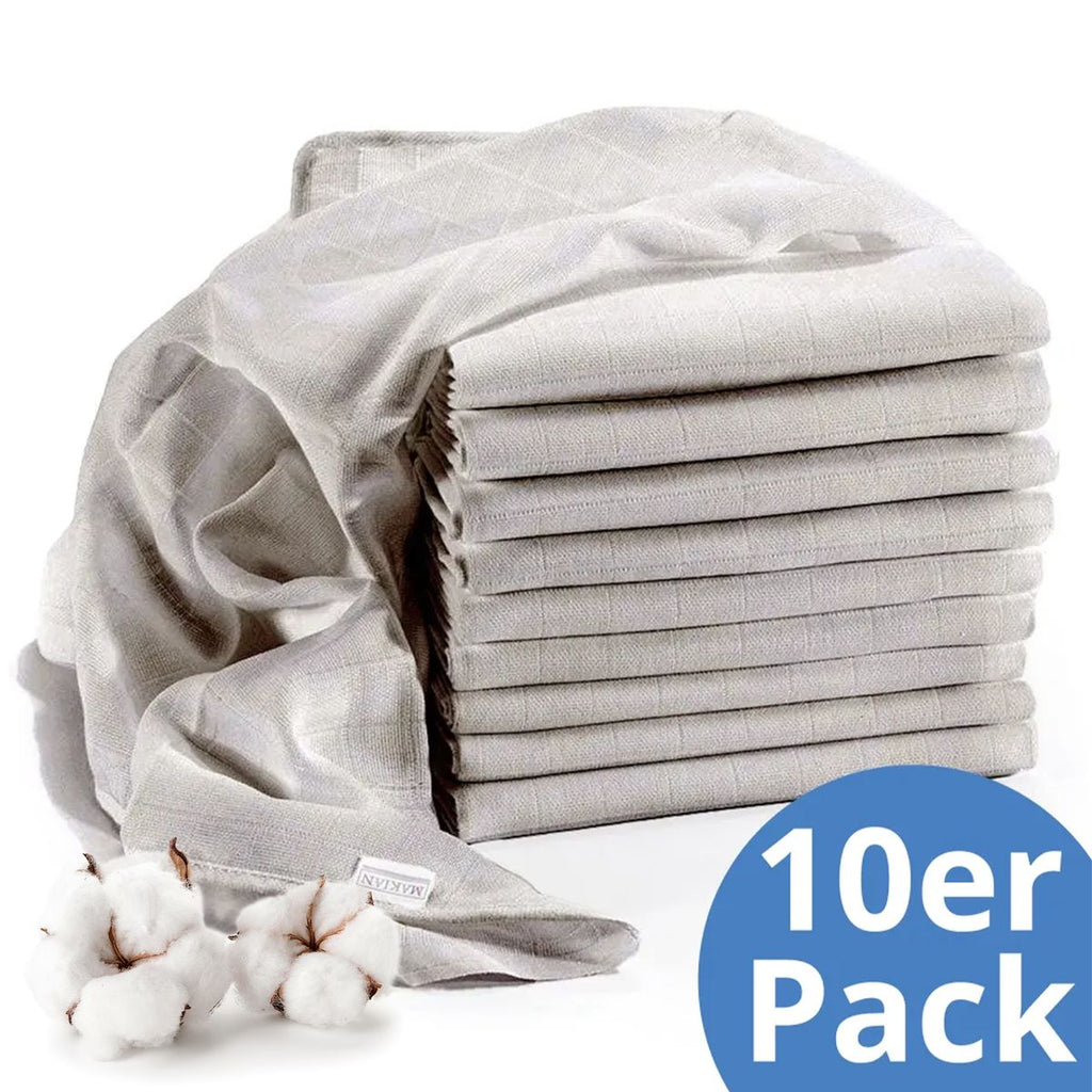 Tøybleier i bomull 10-pack 80 x 80 cm OEKO-TEX forfra