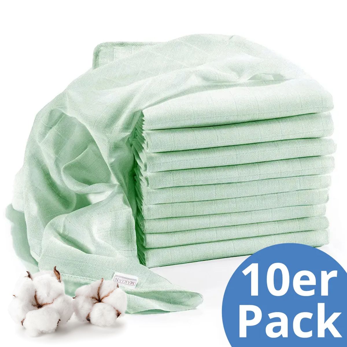 Detalj av søm på Tøybleier i bomull 10-pack 80 x 80 cm OEKO-TEX