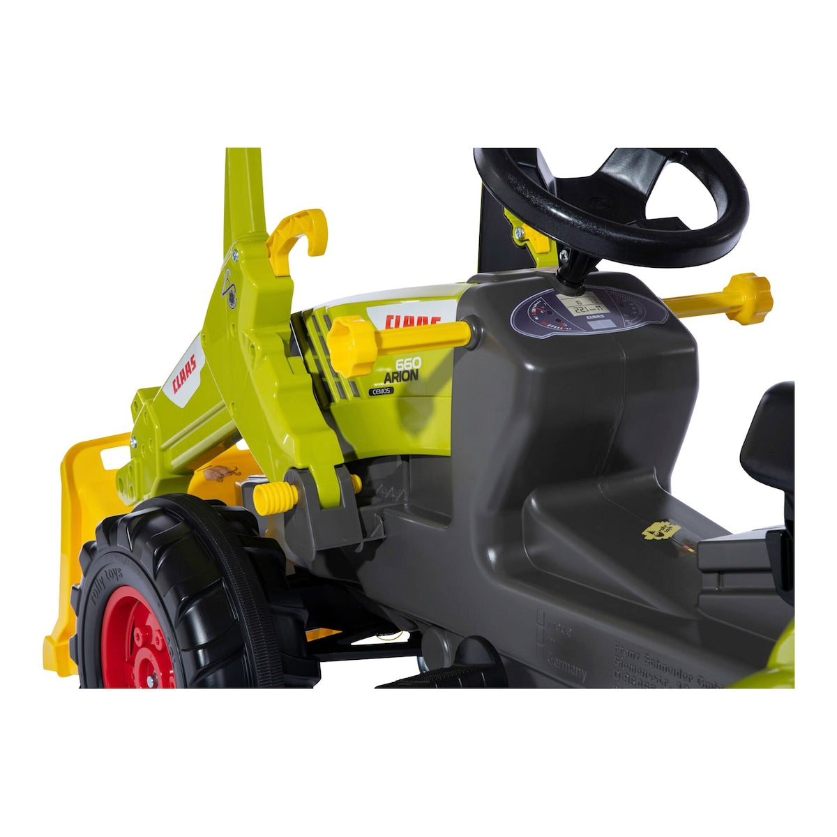 Tråkketraktor rollyFarmtrac Premium II Claas Arion 660 med avtakbar frontlaster