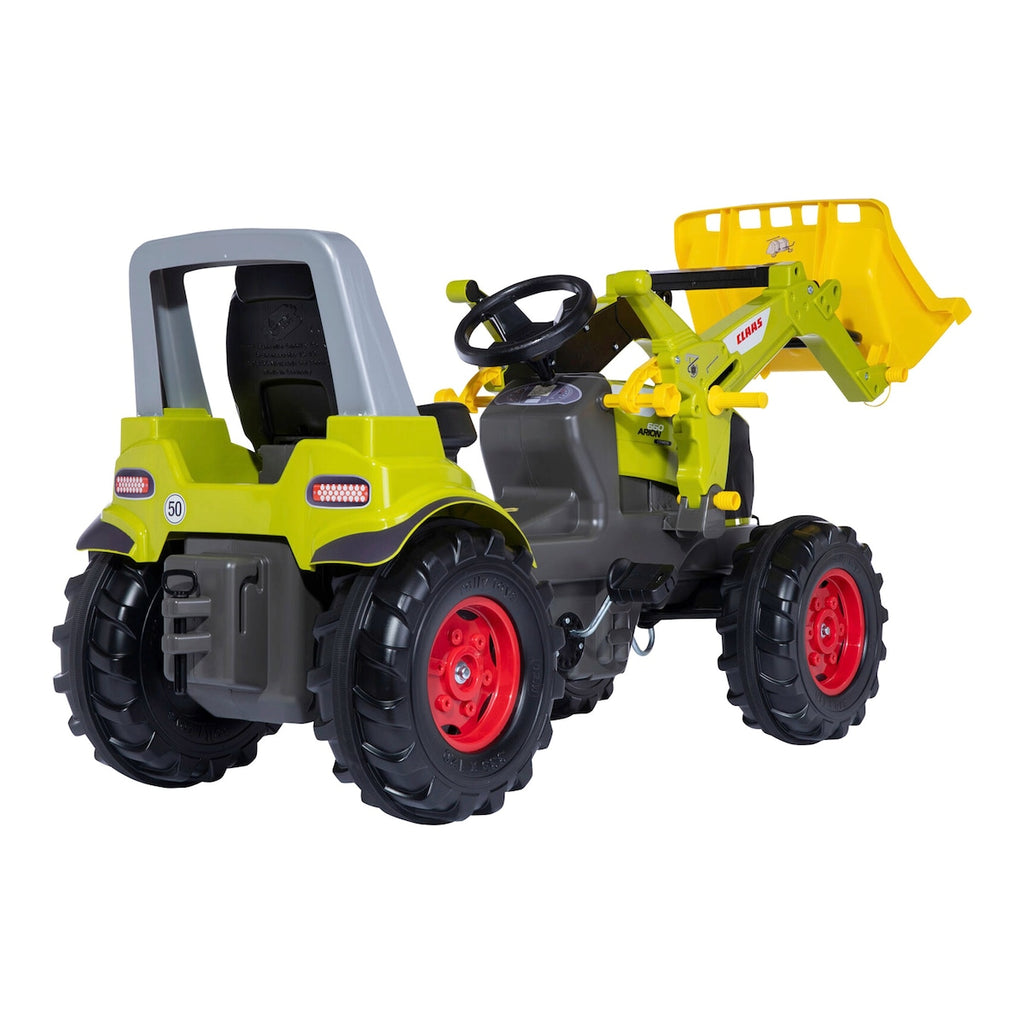 Detalj av justerbart sete på Tråkketraktor rollyFarmtrac Premium II Claas Arion 660