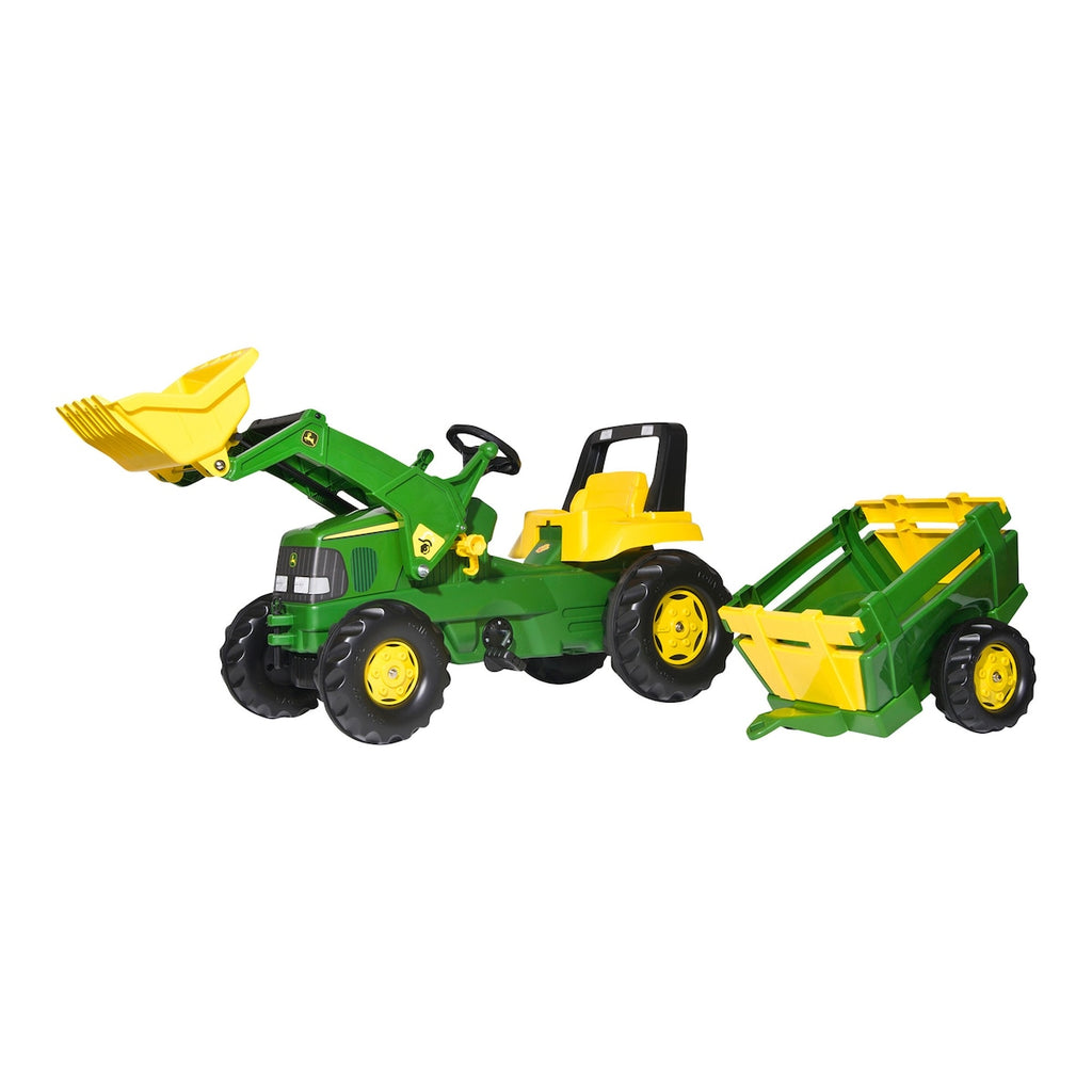 Tråkketraktor rollyJunior John Deere med henger forfra