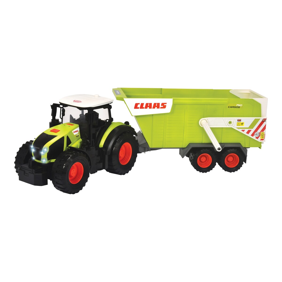 Traktor Claas med tilhenger i bevegelse