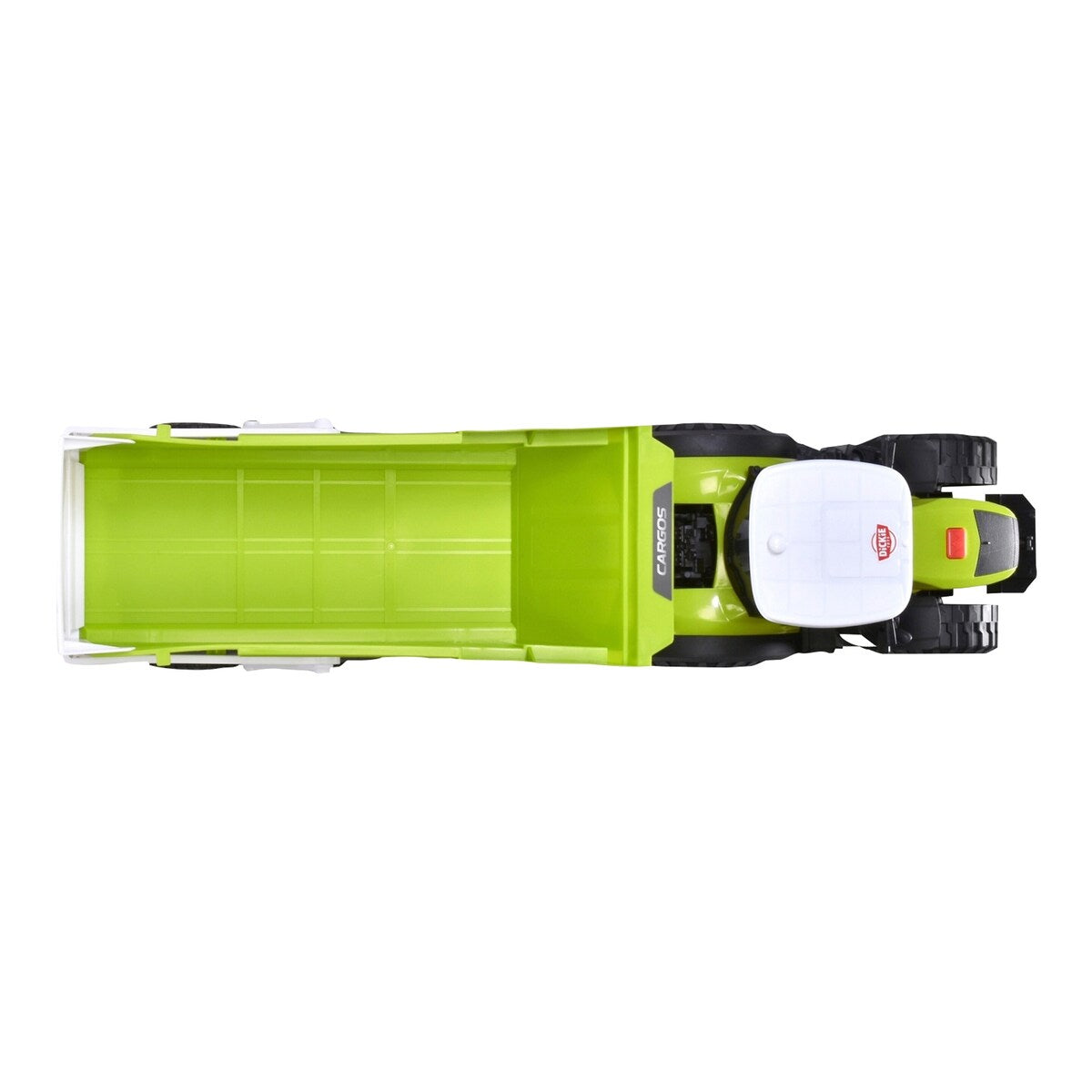 Montert Traktor Claas med tilhenger sett fra siden