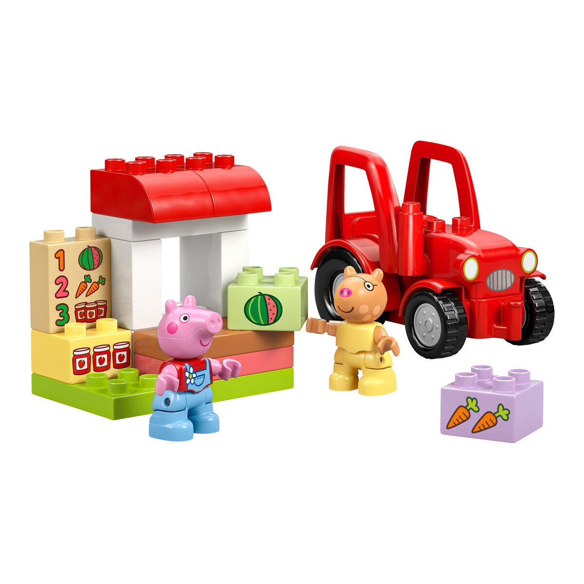 Traktor og markedsbod Peppa Gris 18 deler bakside