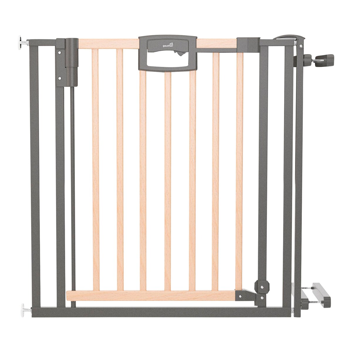 Trappegrind Easylock klemme 84,5–92,5 cm bøk og metall forfra