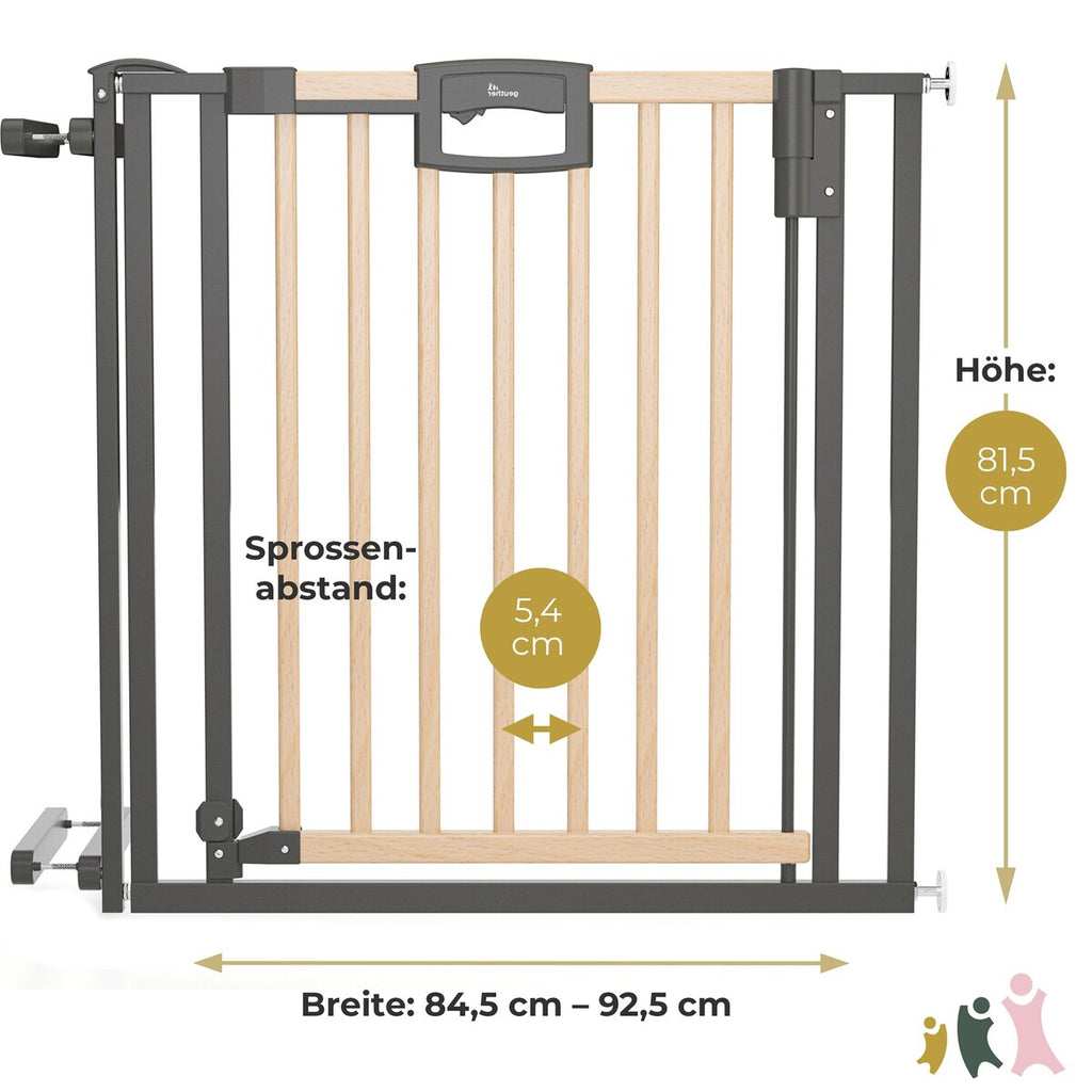 Detaljbilde av klemme på Trappegrind Easylock klemme 84,5–92,5 cm bøk og metall