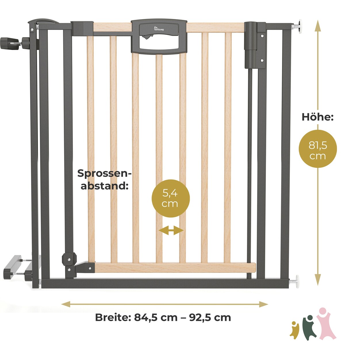 Detaljbilde av klemme på Trappegrind Easylock klemme 84,5–92,5 cm bøk og metall