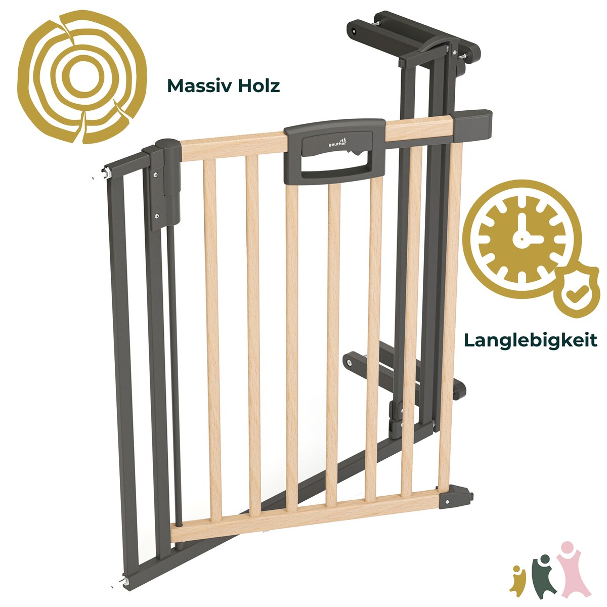 Montert Trappegrind Easylock klemme 84,5–92,5 cm bøk og metall i trappeåpning