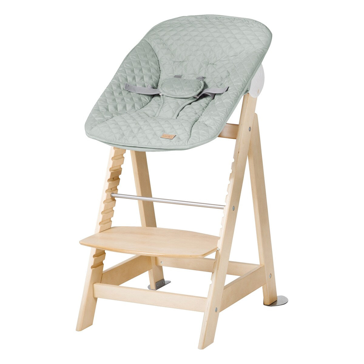 Detalj av sikkerhetsbelte på Trappehøystol Born Up 2-i-1 sett Frosty Green
