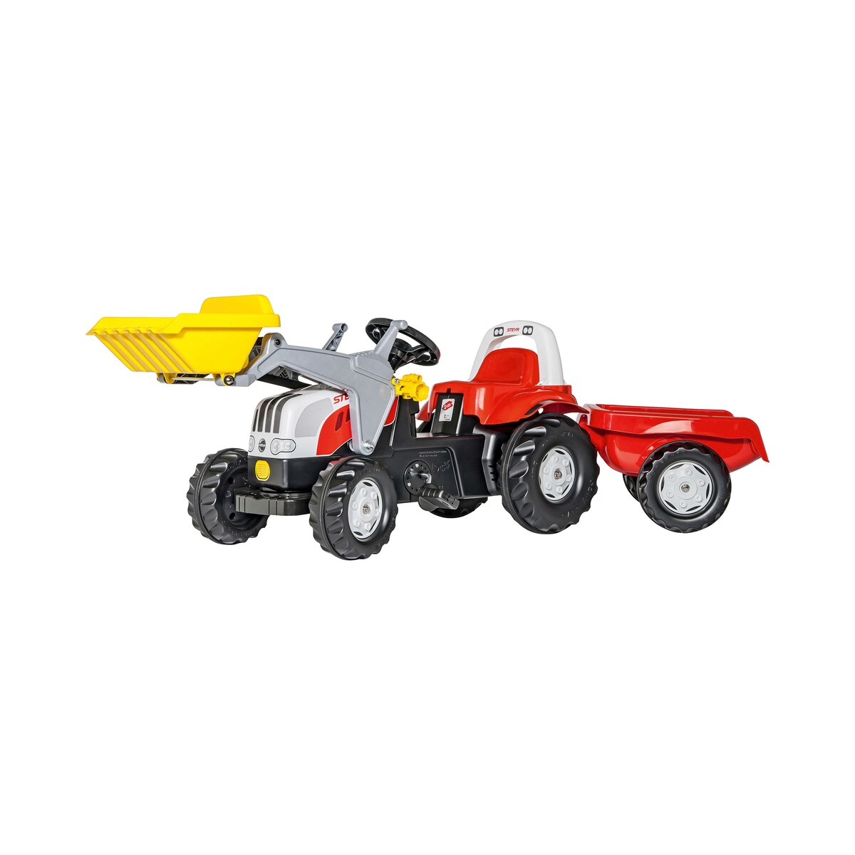 Montert Tråtraktor rollyKid Steyr 6165 CVT med tilhenger nærbilde