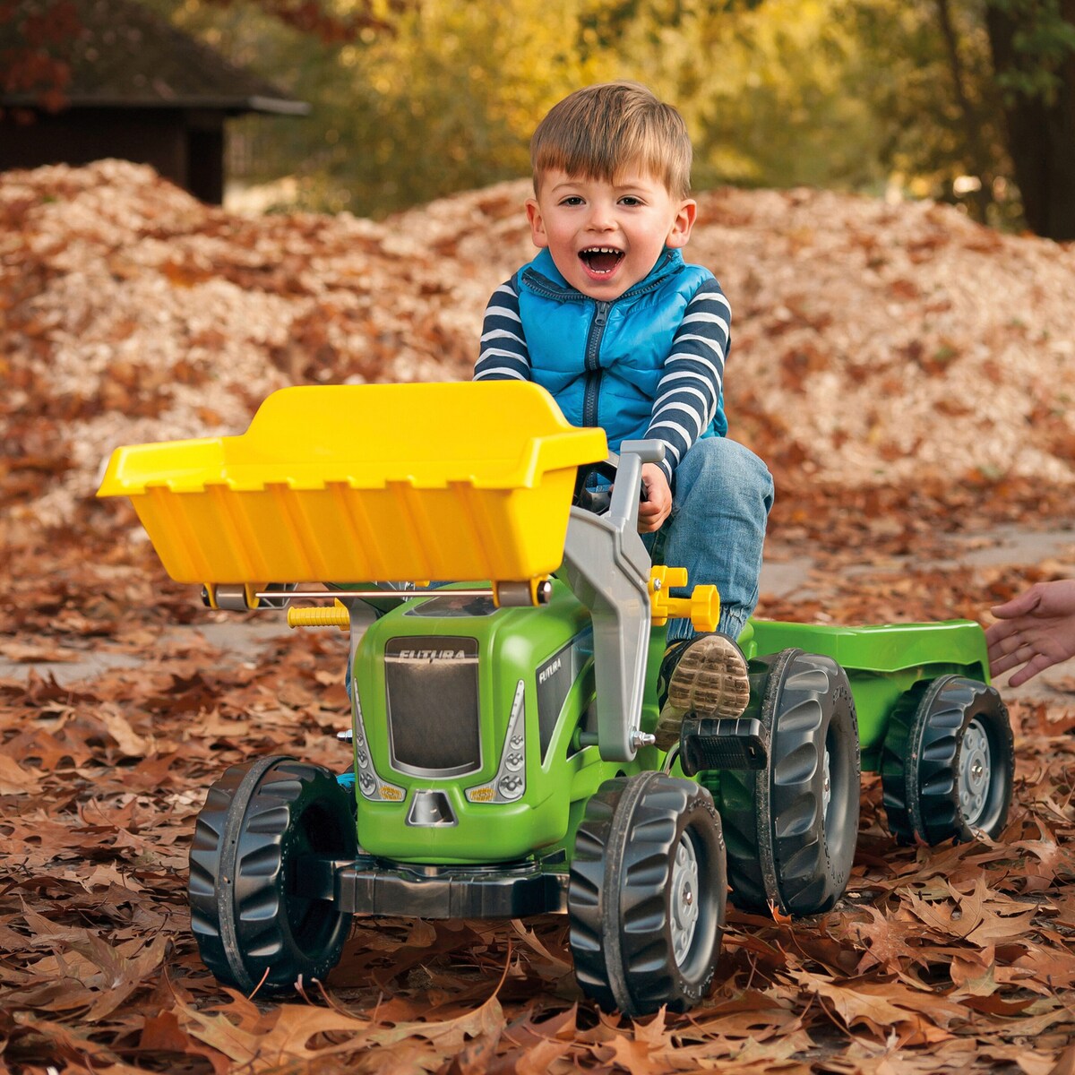 Montert Tråtraktor rollyKiddy Futura med tilhenger og frontlaster