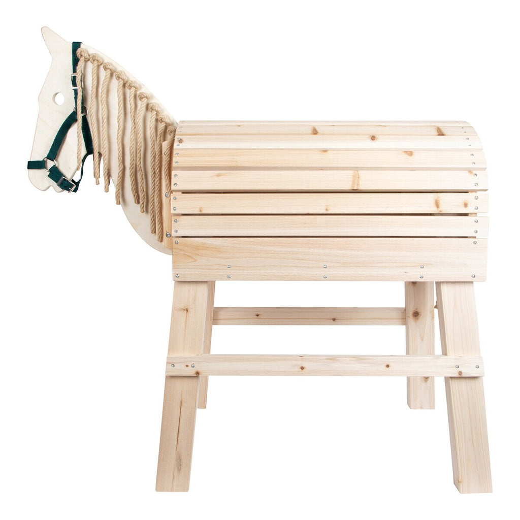 Trehest med man og hale small foot bakside