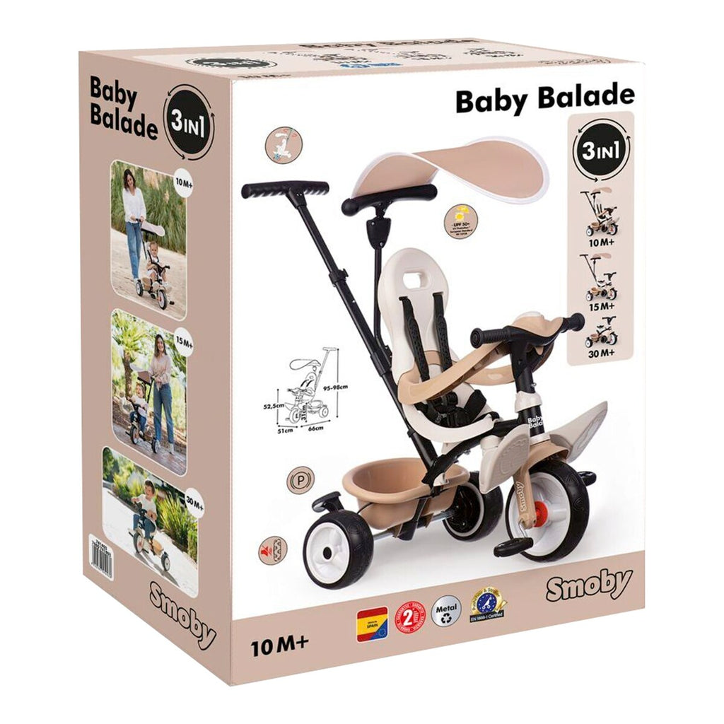 Trehjulssykkel Baby Balade fra 10 mnd, metallramme med oppbevaringskurv