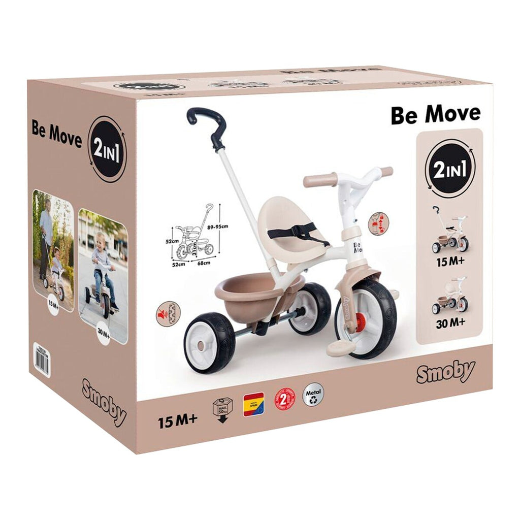 Trehjulssykkel Be Move fra 15 mnd, EVA-dekk med justerbar skyvestang