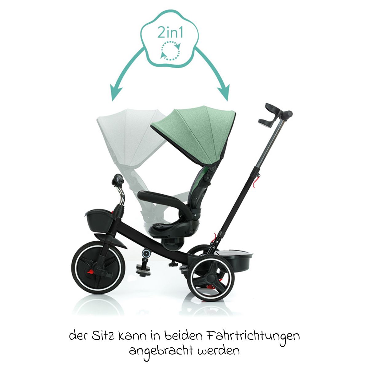 Trehjulssykkel Niki 360 med dreibart sete og solskjerm - Fillikid
