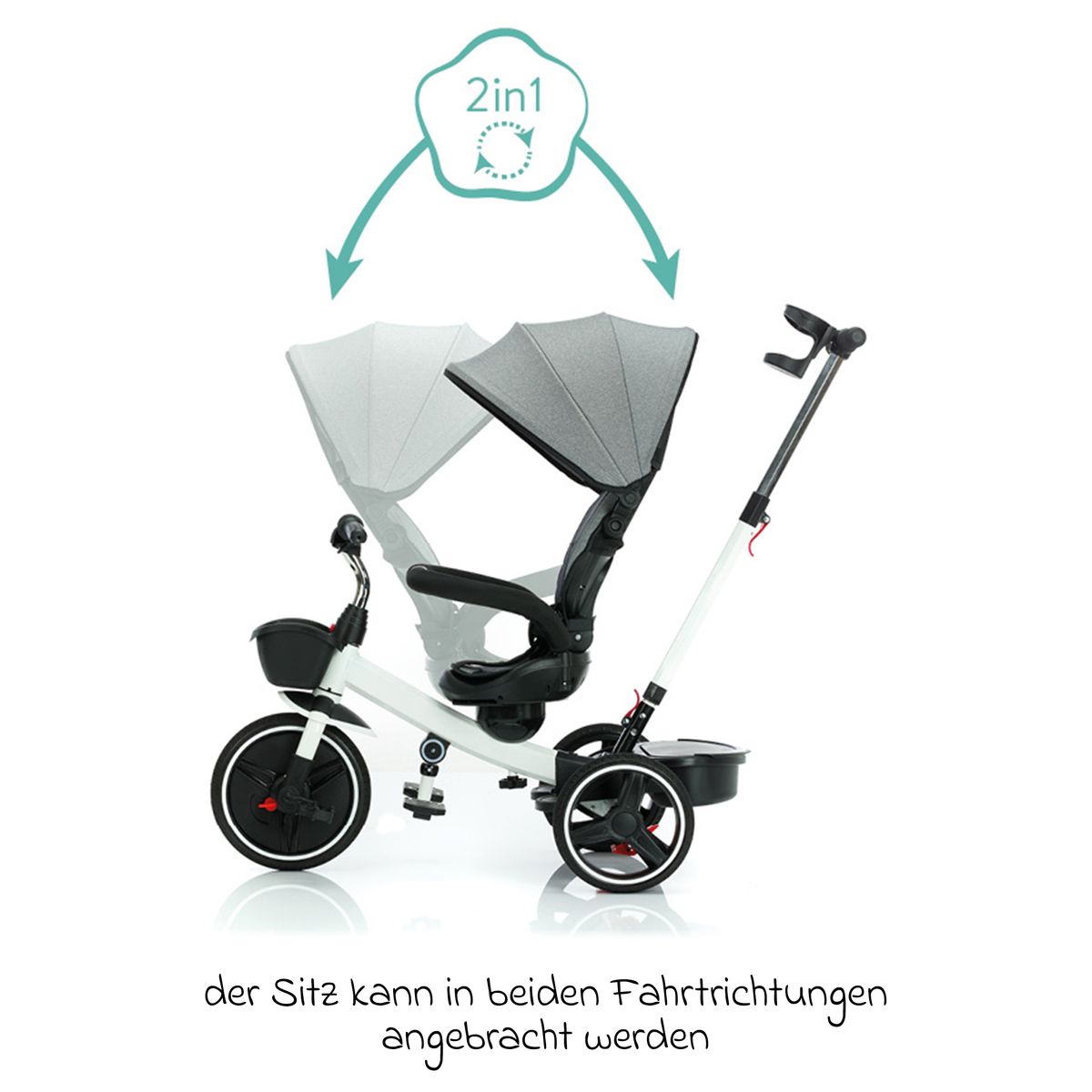Detalj av dreibart sete på Trehjulssykkel Niki 360 Fillikid