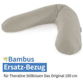 Trekk til ammepute Das Original bambus 190 cm i leirgrå, sett forfra