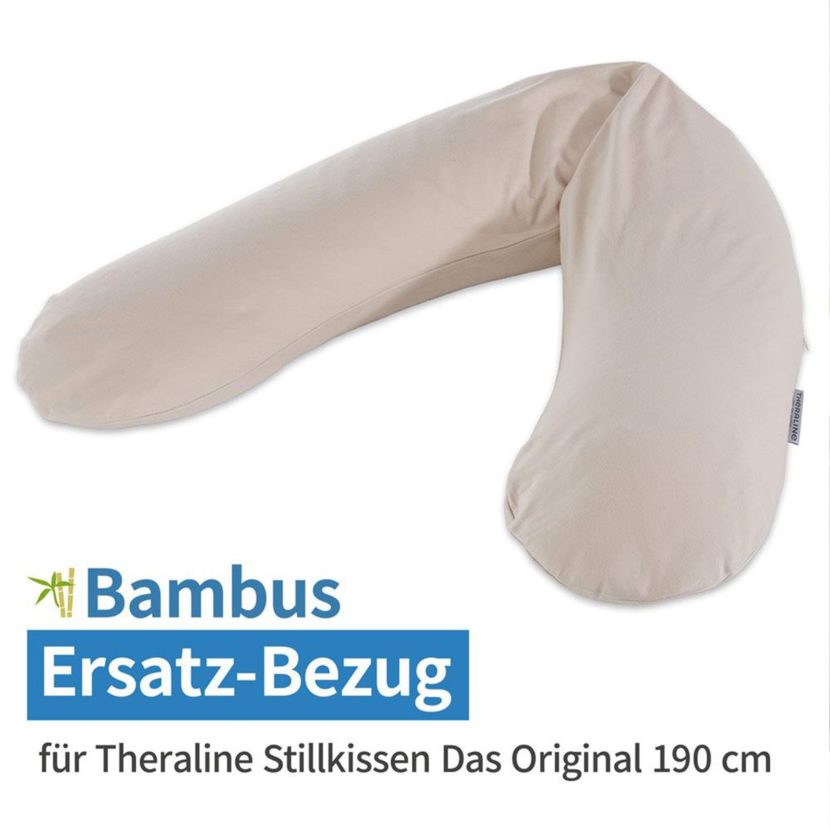 Trekk til ammepute Das Original bambus 190 cm steingrå foran