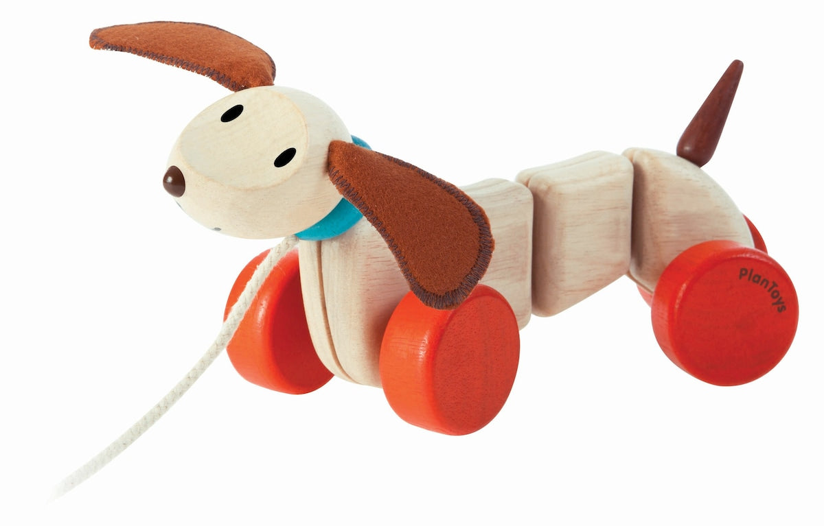 Trekkedyr Happy Puppy i gummibaumtre forfra
