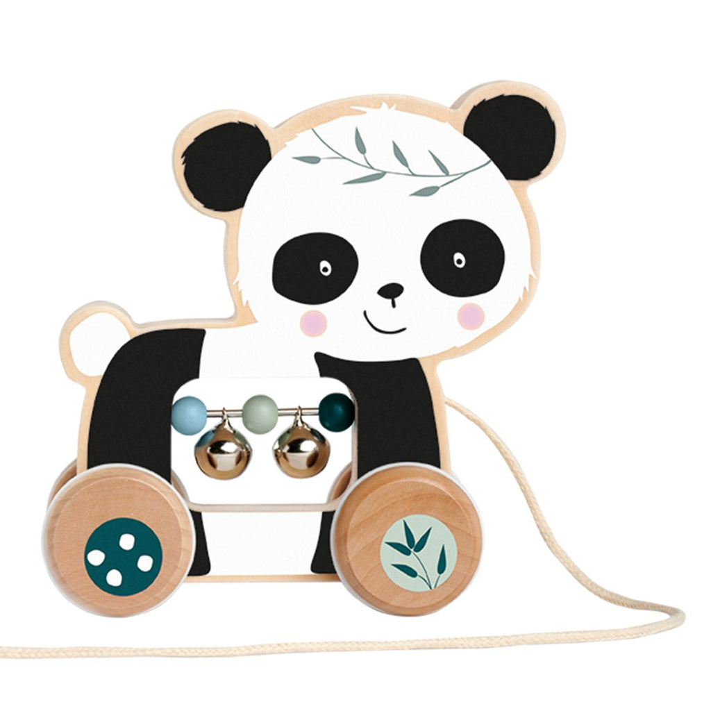 Trekkleke panda i tre med bjelle og perler Eichhorn forfra