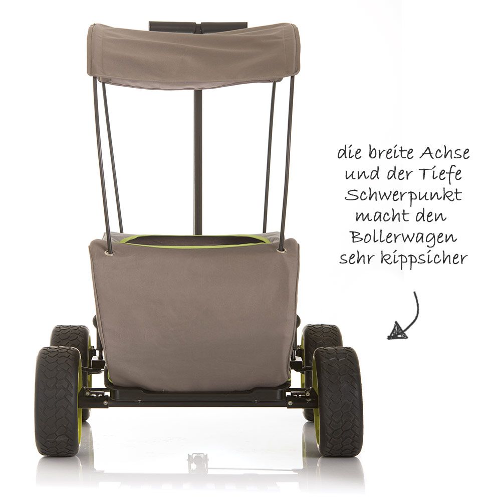 Trekkvogn Eco Mobil sammenleggbar med tak for 2 barn med avtakbare hjul