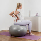 Treningsball for gravide opptil 120 kg med luftpumpe grå med øvelsesveiledning