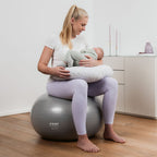 Treningsball for gravide opptil 120 kg med luftpumpe grå pakket og klar til bruk