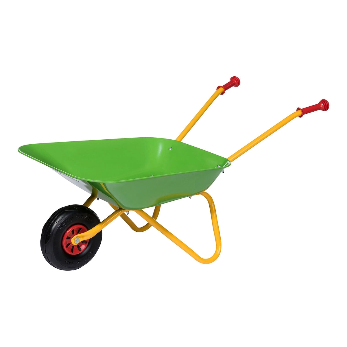 Trillebår for barn med metallkar fra 2,5 år 80 cm med barn som leker