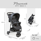 Trillevogn Citi Neo II med regulerbar rygg med handlekurv