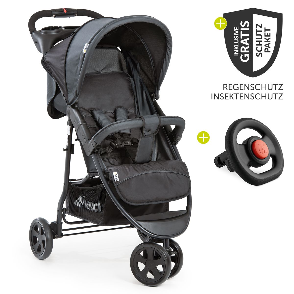 Trillevogn Citi Neo II med XXL tilbehørspakke og ratt forfra