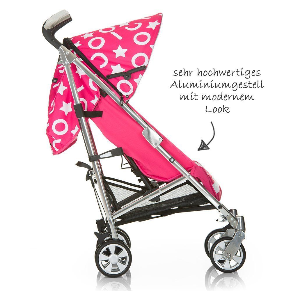 Trillevogn Pluto med 5-punktsbelte Stripe Pink bakside