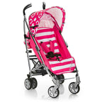 Trillevogn Pluto med 5-punktsbelte Stripe Pink forfra