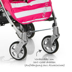 Trillevogn Pluto med 5-punktsbelte Stripe Pink sideprofil