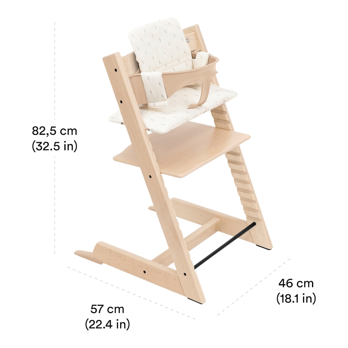 Tripp Trapp barnestol med babysett og sitepute i økologisk bomull - Stokke