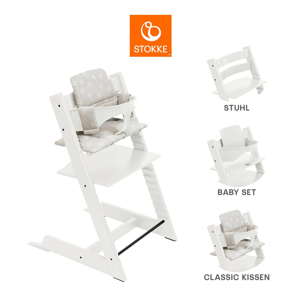 Tripp Trapp barnestol med babysett og sitepute i økologisk bomull - Stokke