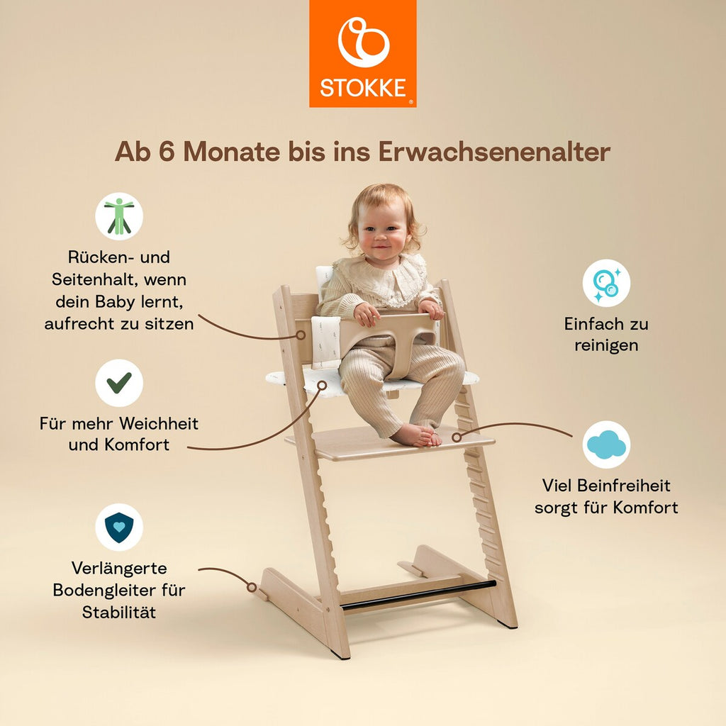 Tripp Trapp barnestol med babysett og sitepute i økologisk bomull - Stokke