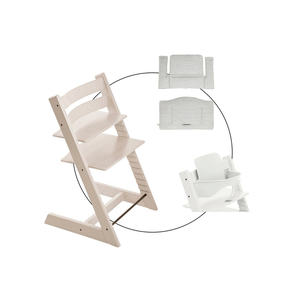 Tripp Trapp barnestol med sitepute Nordic Grey forfra