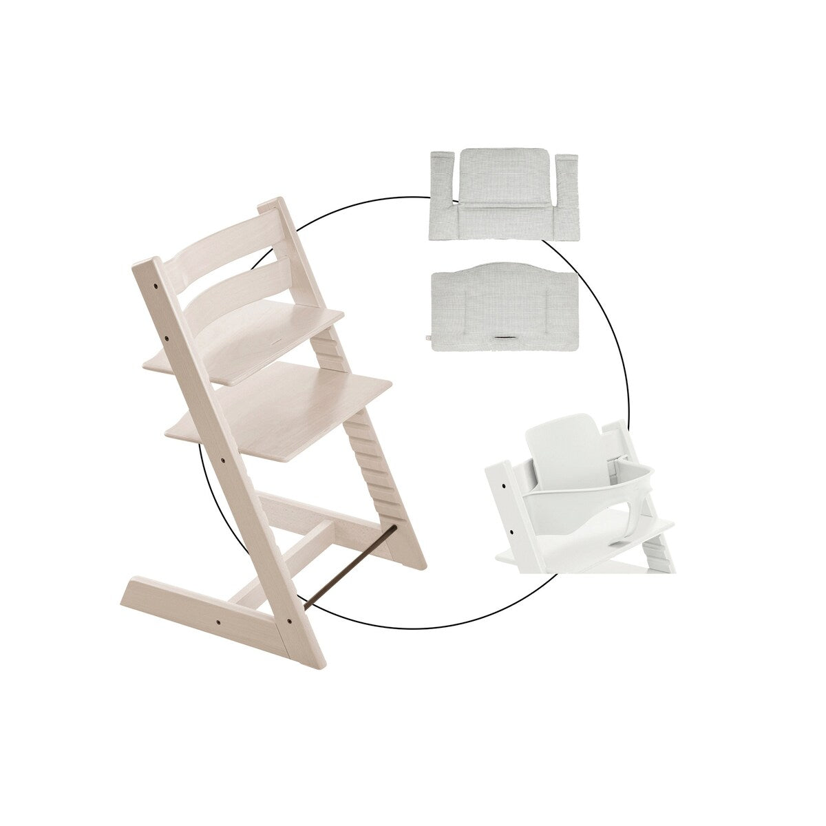 Tripp Trapp barnestol med sitepute Nordic Grey forfra